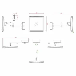 HiB Eclipse Square Magnifying LED Bathroom Mirror - 21200 | Premium Bathroom Accessory -Bathroom Sales Shop wEclipse Square Sizes