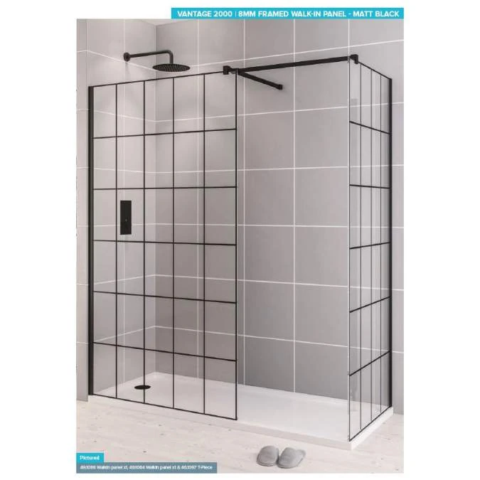 Vantage 2000 Matt Black 700mm Walk In Shower Screen - Eastbrook | Modern Shower Enclosure 3 Vantage 2000 Matt Black 700mm Walk In Shower Screen - Eastbrook | Modern Shower Enclosure