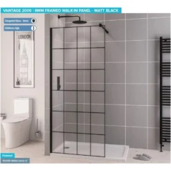 Vantage 2000 Matt Black 700mm Walk In Shower Screen - Eastbrook | Modern Shower Enclosure 6 Vantage 2000 Matt Black 700mm Walk In Shower Screen - Eastbrook | Modern Shower Enclosure -Bathroom Sales Shop wVantage Black Grid Single Panel 4