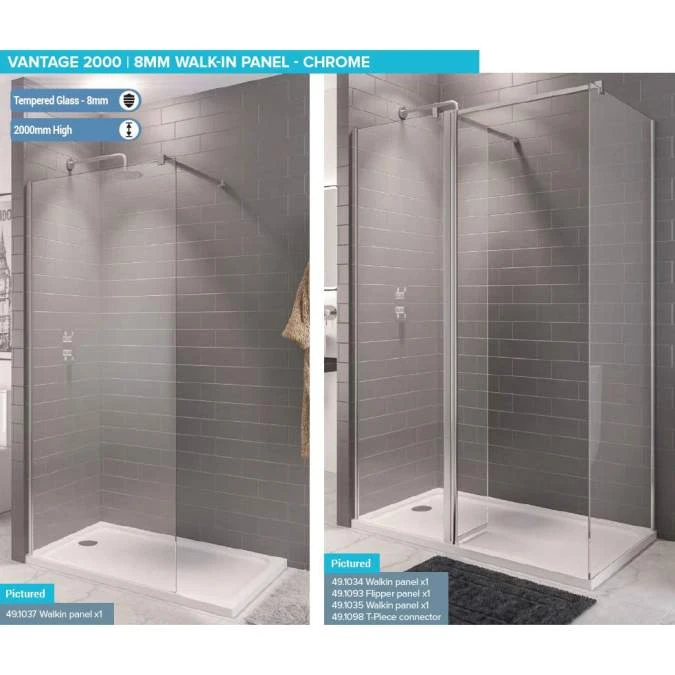 Vantage 8mm, 500mm Walk In Shower Screen - Eastbrook | Premium Walk-In Shower Enclosure 4 Vantage 8mm, 500mm Walk In Shower Screen - Eastbrook | Premium Walk-In Shower Enclosure - Image 2