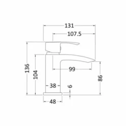 Vibe Chrome Mini Mono Basin Mixer - Sleek Modern Bathroom Tap -Bathroom Sales Shop wVibe mini dimensions 1