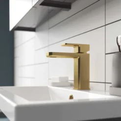Nuie Windon Mono Basin Mixer Tap in Brushed Brass | Stylish & Durable Bathroom Tap -Bathroom Sales Shop win805 taps v1 ls