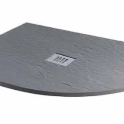 MX Minerals 1200 x 800 RH Ash Grey Slate Effect Offset Quadrant Shower Tray