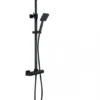 Deluxe Square Dual Head Shower Set - Black | Modern Rigid Riser Shower Kit -Bathroom Sales Shop yes3b rd