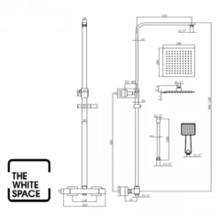 Deluxe Square Dual Head Shower Set - Black | Modern Rigid Riser Shower Kit -Bathroom Sales Shop yes3btech rd
