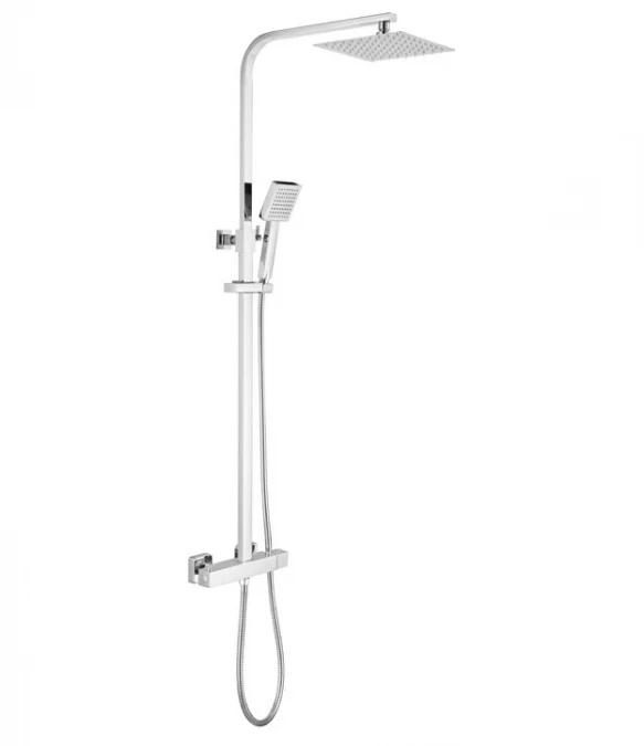 The White Space Square Dual Head Shower Set - Chrome | High-Pressure Rigid Riser Shower Kit 3 The White Space Square Dual Head Shower Set - Chrome | High-Pressure Rigid Riser Shower Kit