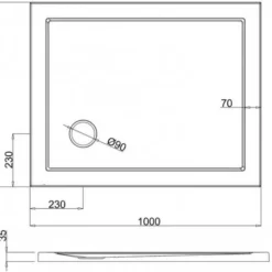 Zamori Anti-Slip Rectangular Shower Tray 1000x800mm with Corner Waste | Durable & Safe Bathroom Solution - Z1167A -Bathroom Sales Shop zamori 1000 800 anti slip shower tray tech drawing