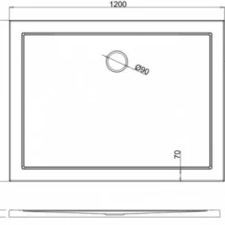 Zamori Anti-Slip Rectangular Shower Tray 1200 x 900mm with Central Waste - Z1176A -Bathroom Sales Shop zamori 1200 900 anti slip shower tray tech drawing