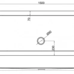 Zamori Anti-Slip Rectangular Shower Tray 1500x700mm with Central Waste - Z1179A -Bathroom Sales Shop zamori 1500 700 anti slip shower tray tech drawing