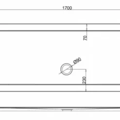 Zamori Anti-Slip Rectangular Shower Tray 1700x700mm with Central Waste - Z1183A 13 Zamori Anti-Slip Rectangular Shower Tray 1700x700mm with Central Waste - Z1183A -Bathroom Sales Shop zamori 1700 700 anti slip shower tray tech drawing