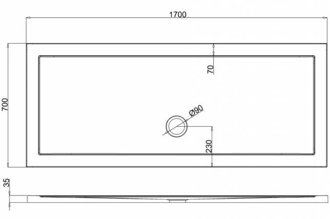 Zamori Anti-Slip Rectangular Shower Tray 1700x700mm with Central Waste - Z1183A 8 Zamori Anti-Slip Rectangular Shower Tray 1700x700mm with Central Waste - Z1183A - Image 6