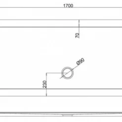 Zamori Anti-Slip Rectangular Shower Tray 1700 x 800 mm with Central Waste - Z1185A - Durable & Safe Showering Solution -Bathroom Sales Shop zamori 1700 800 anti slip shower tray tech drawing