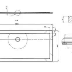Zamori Anti-Slip Rectangular Shower Tray 1800x800mm - Central Drain - Z1343A 11 Zamori Anti-Slip Rectangular Shower Tray 1800x800mm - Central Drain - Z1343A -Bathroom Sales Shop zamori 1800 800 anti slip shower tray tech drawing