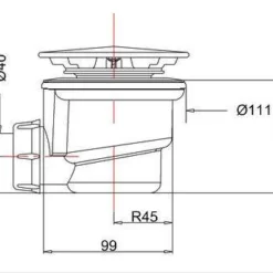 Zamori Anti-Slip Rectangular Shower Tray 1800 x 900 mm with Central Waste - Z1245A 9 Zamori Anti-Slip Rectangular Shower Tray 1800 x 900 mm with Central Waste - Z1245A -Bathroom Sales Shop zamori shower tray waste tech drawing 9